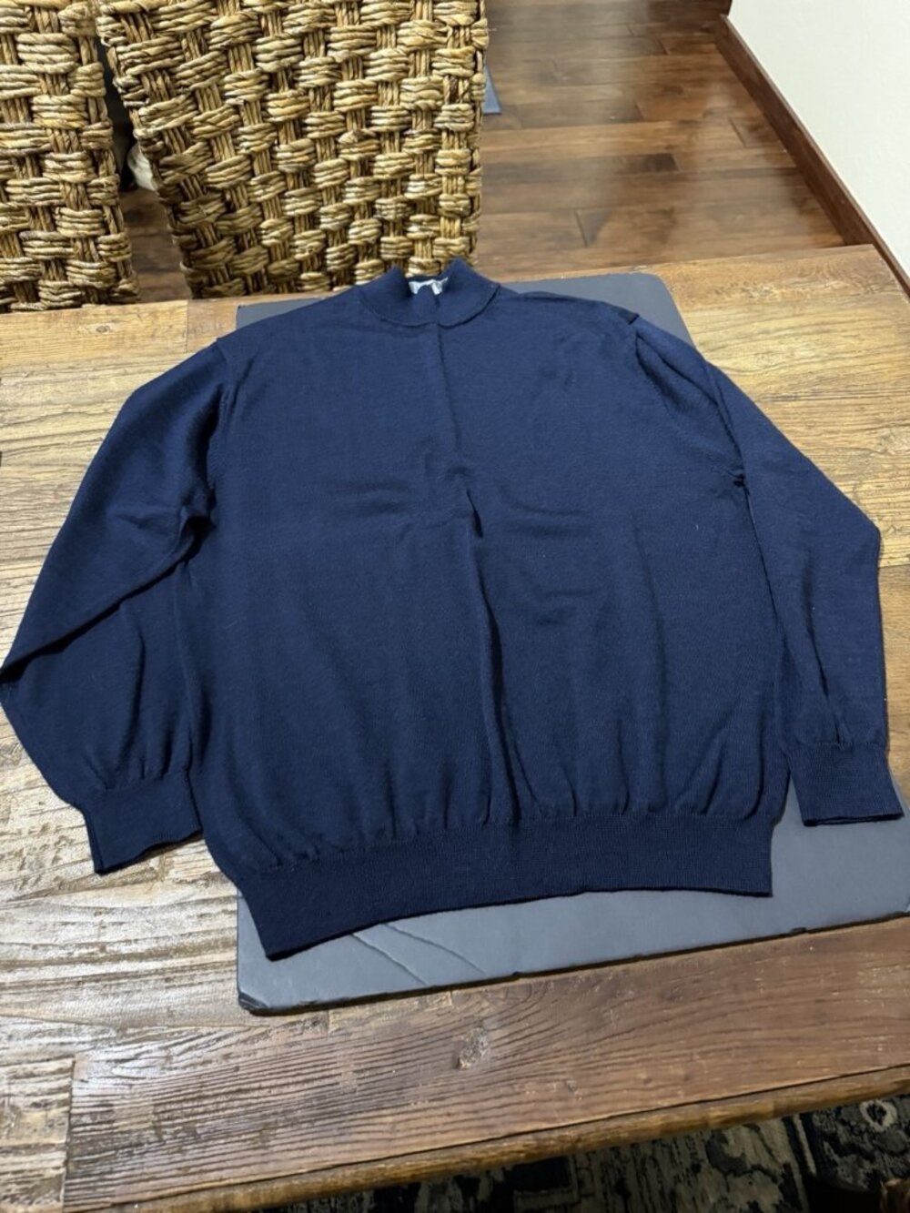 Linea Uomo Quarter Zip Sweater Pullover Men Size XXL Navy Blue